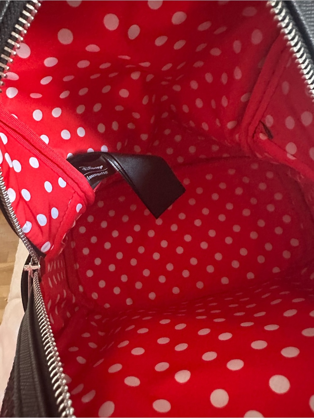 Loungefly x Disney Black Sequin Minnie Mouse Backpack with Red Bow - Picture 2 of 6
